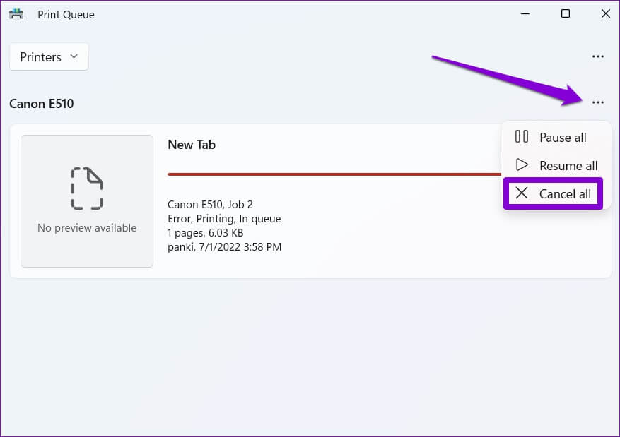 Clear-Print-Queue-on-Windows-11-877x619 طرق إصلاح تعذر إزالة الطابعة في Windows 11