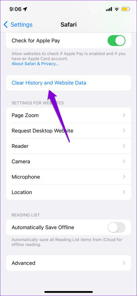 Clear-Safari-History-and-Website-Data-474x1024-1 أفضل 7 طرق لإصلاح خطأ اتصال SSL في Safari لأجهزة iPhone