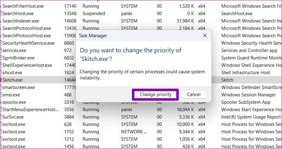 Confirm-Change-Process-Priority-Level-From-Task-Manager-915x484 كيفية تغيير أولوية البرنامج في Windows 10 و Windows 11