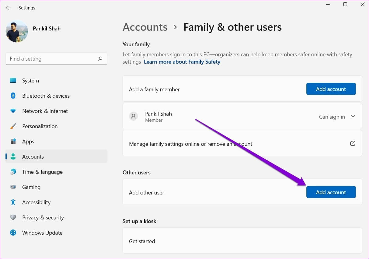 Create-a-New-User-Account-1-1213x851 كيفية إصلاح التطبيقات الافتراضية المفقودة على Windows 11