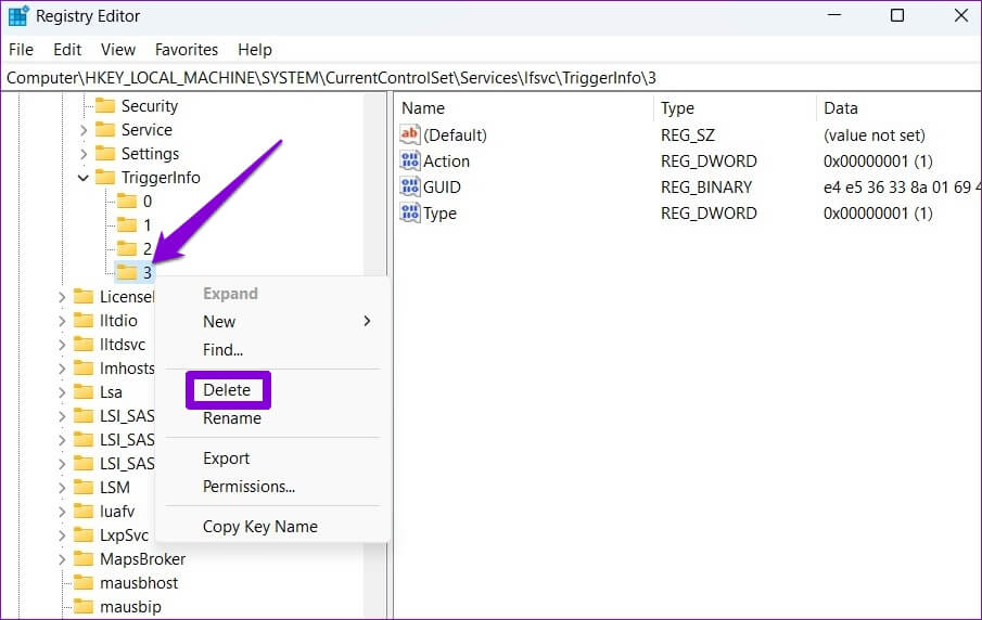 Delete-Registry-Key-1-905x572 طرق إصلاح خدمات الموقع Greyed Out على Windows 11