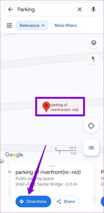 Directions-to-Parking-in-Google-Maps-500x1024-1-342x700 كيفية حفظ والعثور على موقع موقف السيارات الخاص بك في خرائط Google