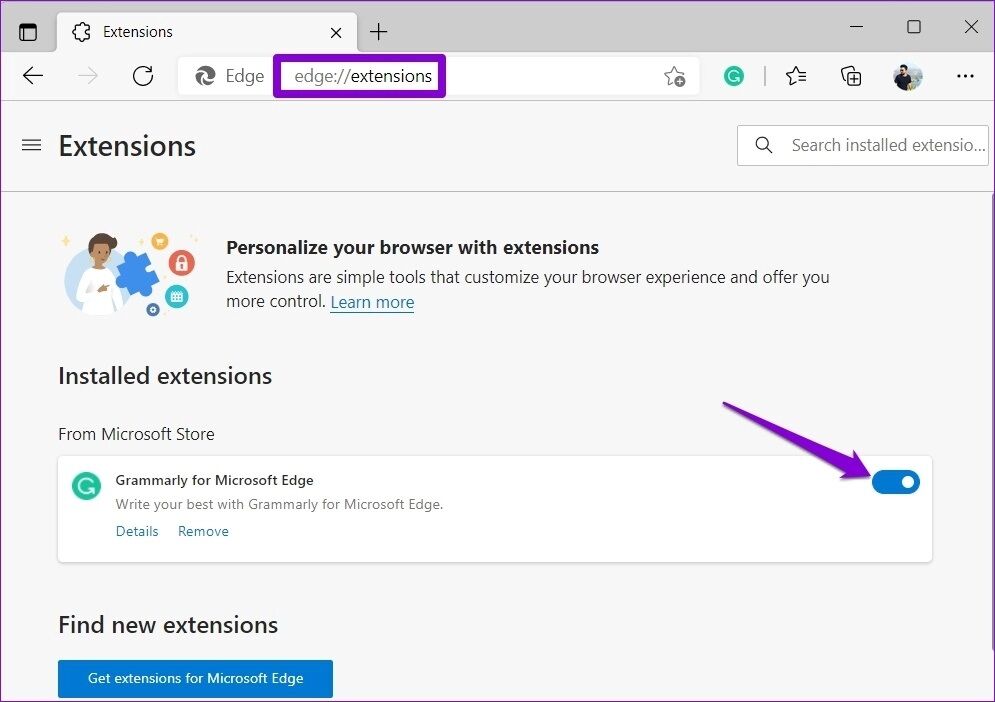 Disable-Extensions-in-Edge-7-995x702 كيفية إصلاح خطأ ملف التعريف على Microsoft Edge