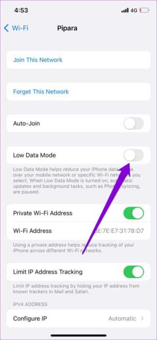 Disable-Low-Data-Mode-for-Wi-Fi-3-741x1602-e1657202438430 طرق إصلاح عدم اتصال Facebook Messenger بالإنترنت على iPhone