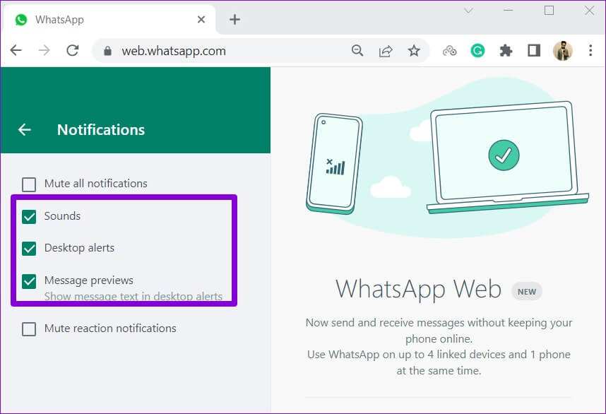 Enable-Desktop-Alerts-for-WhatsApp-Web-1-858x586 طرق إصلاح عدم عمل إشعارات Google Chrome على Windows 11