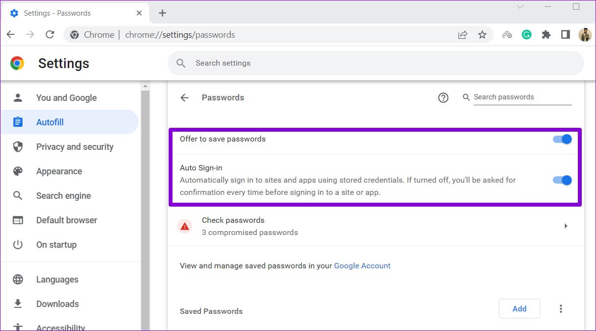 Enable-Password-Autofill-in-Chrome-1216x676 كيفية تمكين أو تعطيل الملء التلقائي لكلمات المرور في Google Chrome