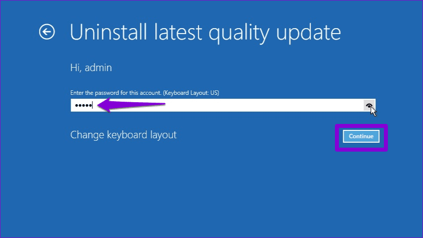 Enter-Admin-Password أفضل 4 طرق لإزالة التحديثات على Windows 11