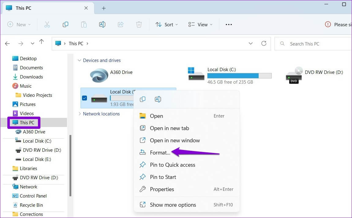 Format-Drive-Using-File-Explorer-1150x714 تهيئة وفورمات القرص الثابت hdd و ssd على Windows 11