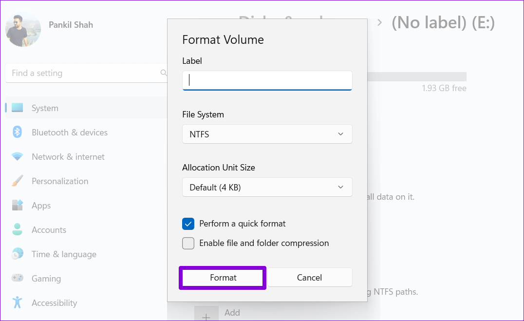 Format-Drive-Using-Settings-App-on-Windows-11 تهيئة وفورمات القرص الثابت hdd و ssd على Windows 11