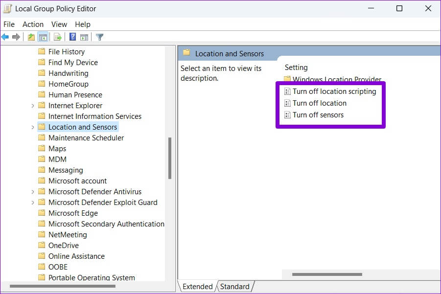 Location-and-Sensor-Policy-901x601 طرق إصلاح خدمات الموقع Greyed Out على Windows 11