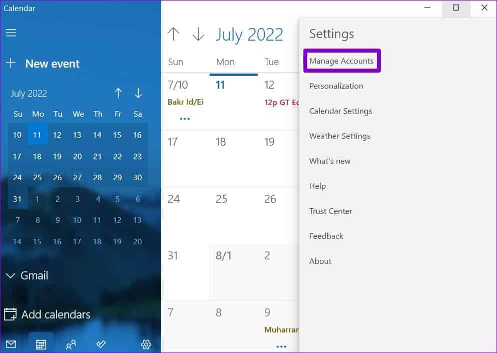 Manage-Accounts-in-Calendar-App-993x705 كيفية استخدام تقويم Google على Windows 11