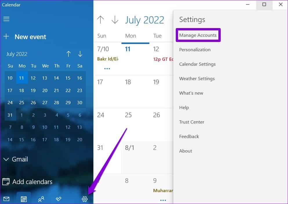 Manage-Accounts-in-Windows-Calendar-App-993x705 كيفية استخدام تقويم Google على Windows 11