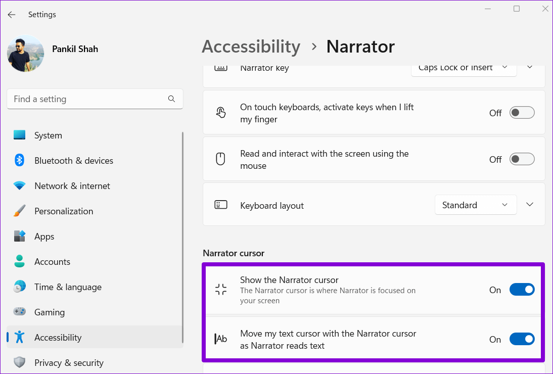 Narrator-Cursor-Settings-on-Windows-11-1 كيفية جعل Windows 11 يقرأ النص بصوت عالٍ باستخدام Narrator