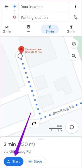 Navigate-to-Parking-Location-500x1024-1-342x700 كيفية حفظ والعثور على موقع موقف السيارات الخاص بك في خرائط Google