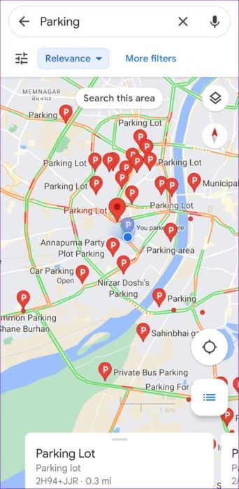 Nearby-Parking-Locations-in-Google-Maps-500x1024-1-342x700 كيفية حفظ والعثور على موقع موقف السيارات الخاص بك في خرائط Google