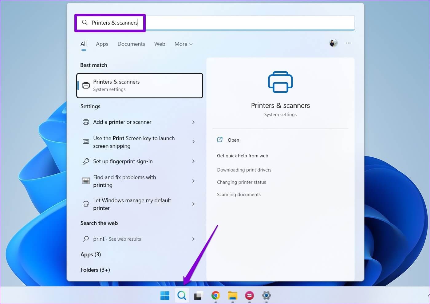 Open-Printers-Scanner-on-Windows-11-1-1-1399x989 أفضل 8 طرق لإصلاح مشاكل الطباعة في Microsoft Edge على Windows 11