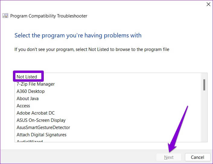 Program-Not-Listed-in-Compatibility-Troubleshooter-706x544 أفضل 3 طرق لجعل البرامج القديمة متوافقة على Windows 11