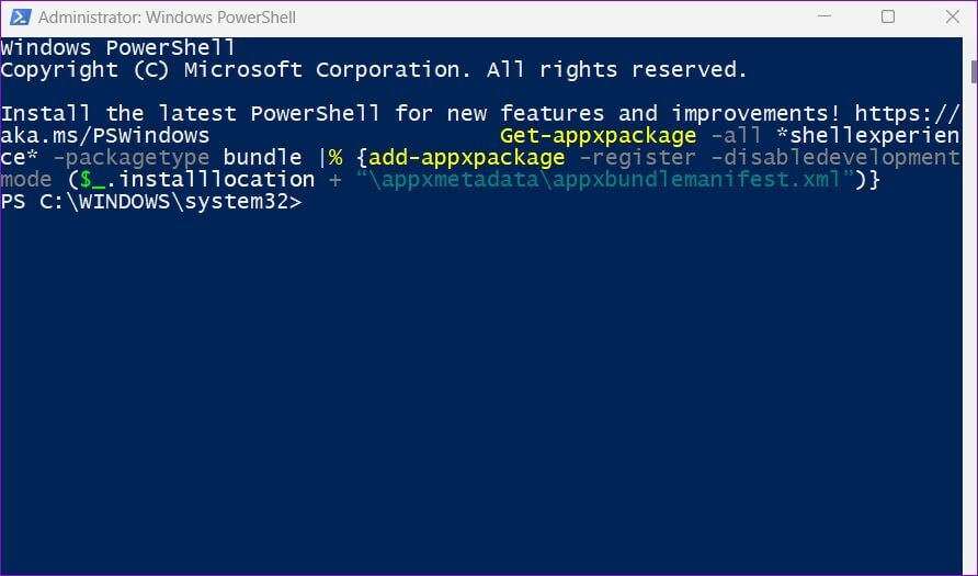 Re-Register-Start-Menu-892x525 طرق إصلاح الرموز المفقودة من قائمة ابدأ في Windows 11