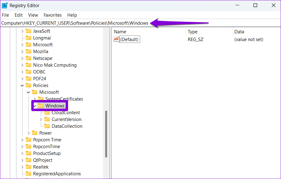 Registry-Editor-8 أفضل 7 طرق لإصلاح عدم فتح مركز العمل على Windows 11