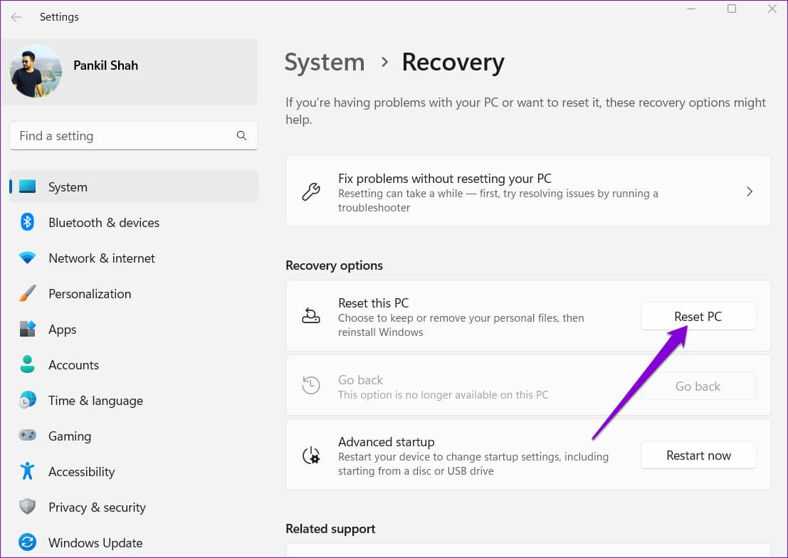 Reset-Windows-11-1107x784 كيفية إصلاح التطبيقات الافتراضية المفقودة على Windows 11