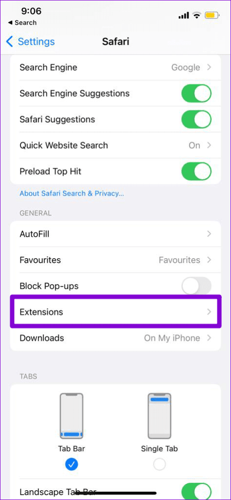 Safari-Extensions-on-iPhone-474x1024-1 أفضل 7 طرق لإصلاح خطأ اتصال SSL في Safari لأجهزة iPhone