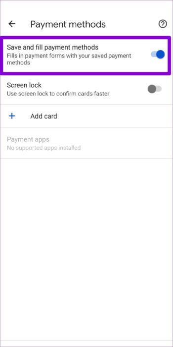 Save-Payment-Methods-in-Chrome-for-Android-1082x2162-e1657536356494 كيفية تمكين أو تعطيل الملء التلقائي لكلمات المرور في Google Chrome