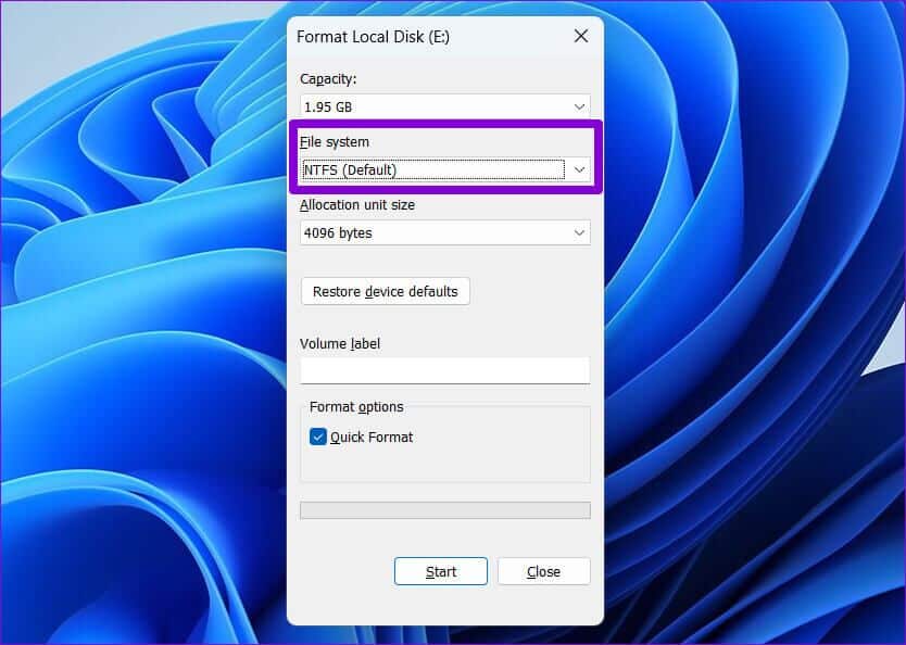 Select-File-System-for-Drive-834x594 تهيئة وفورمات القرص الثابت hdd و ssd على Windows 11