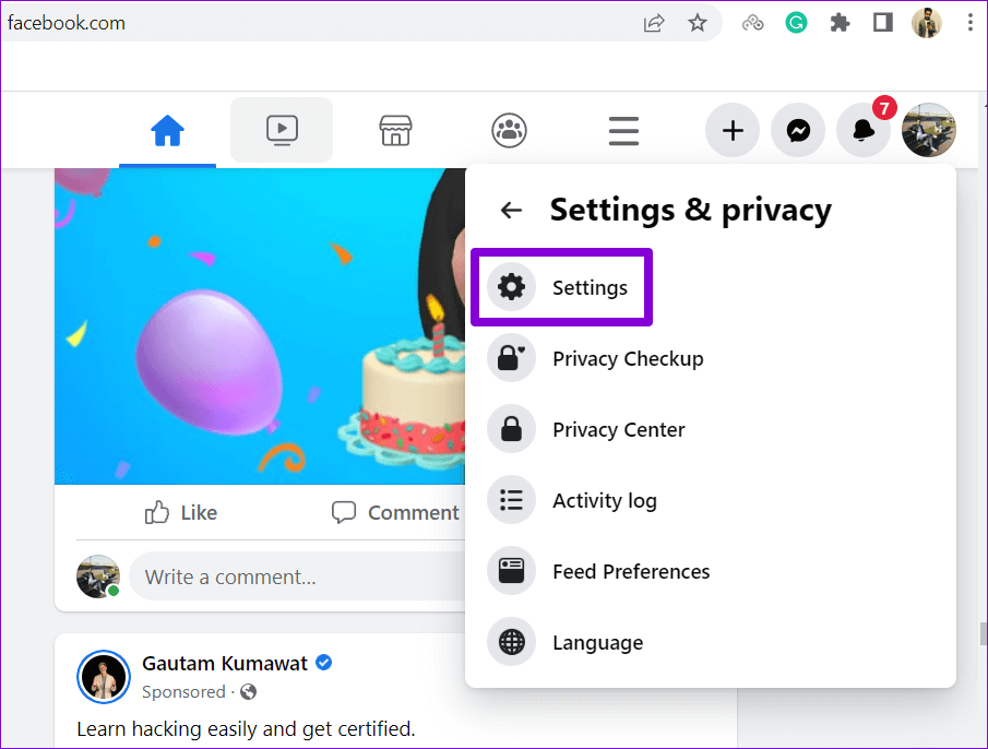 Settings-on-Facebook أفضل 6 طرق حل مشكلة عدم ظهور Facebook Marketplace