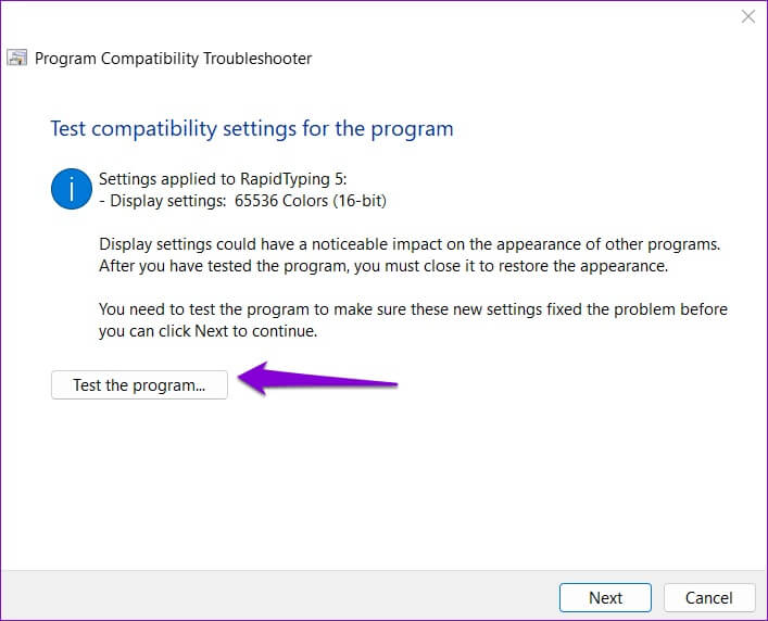 Test-Program-Again-707x572 أفضل 3 طرق لجعل البرامج القديمة متوافقة على Windows 11