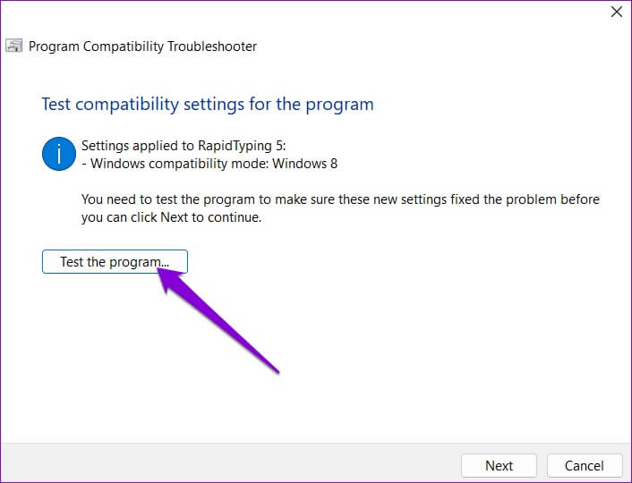 Test-Program-in-Compatibility-Settings-706x540 أفضل 3 طرق لجعل البرامج القديمة متوافقة على Windows 11