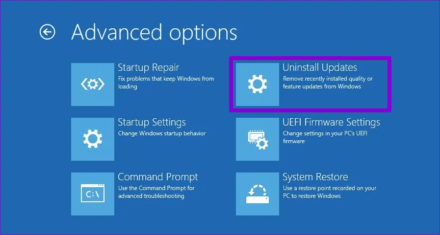 Uninstall-Update-From-Windows-Recovery أفضل 4 طرق لإزالة التحديثات على Windows 11