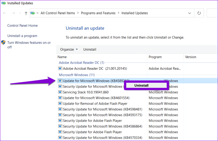 Uninstall-Windows-Update-Via-Control-Panel-1 أفضل 4 طرق لإزالة التحديثات على Windows 11