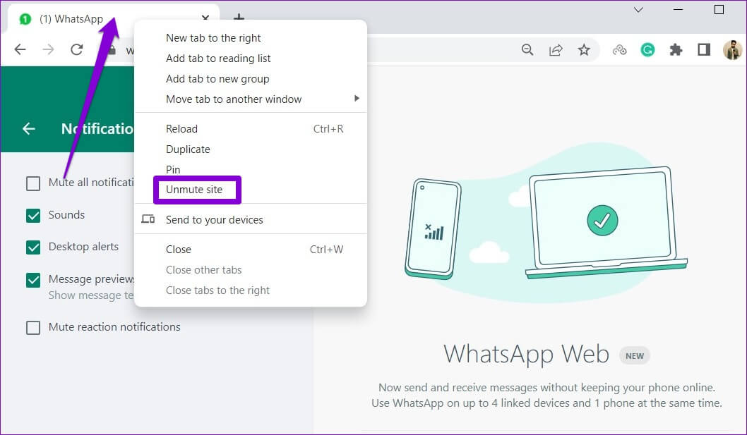 Unmute-Site-in-Chrome-1-1058x617 طرق إصلاح عدم عمل إشعارات Google Chrome على Windows 11