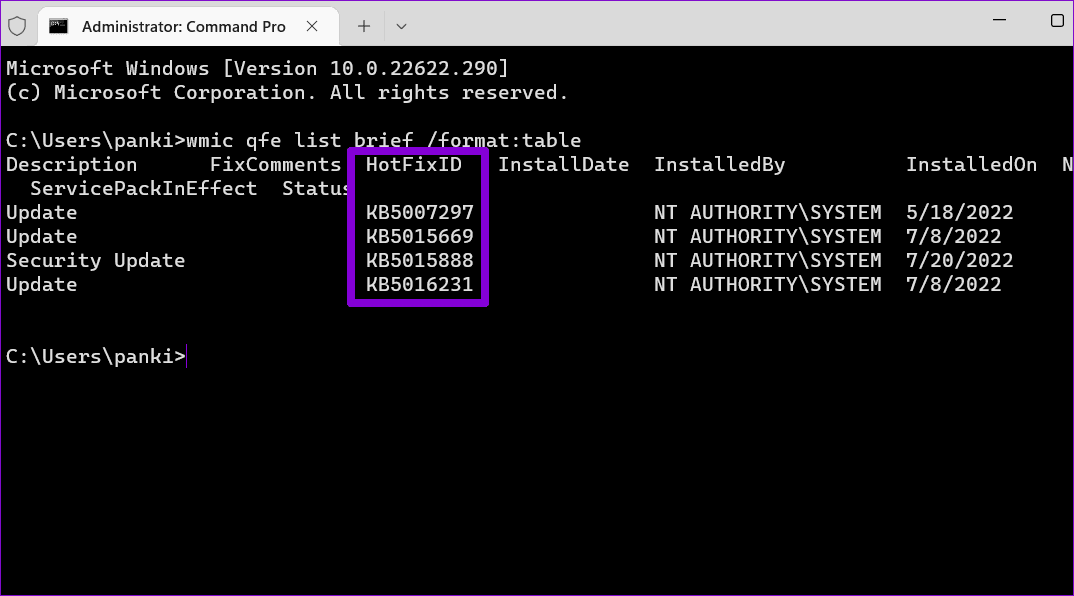 Update-HotFixID أفضل 4 طرق لإزالة التحديثات على Windows 11