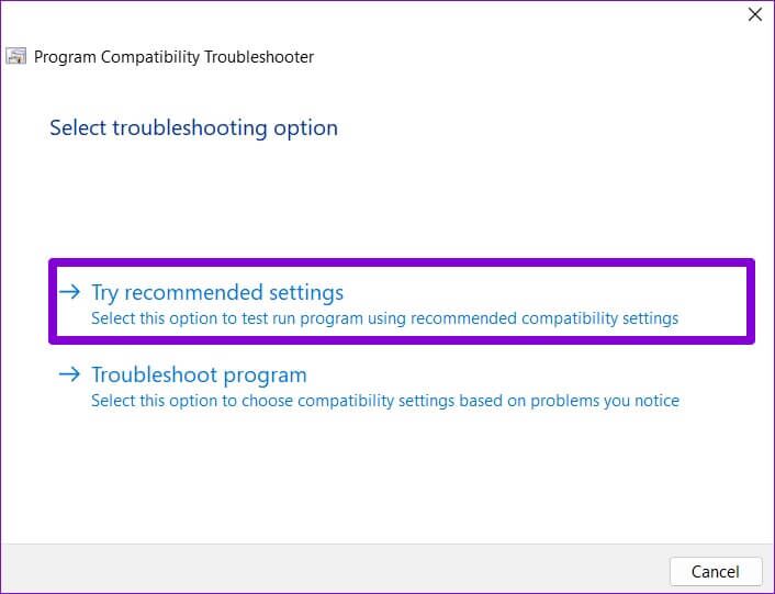Use-Recommended-Settings-in-Compatibility-Troubleshooter-706x541 أفضل 3 طرق لجعل البرامج القديمة متوافقة على Windows 11