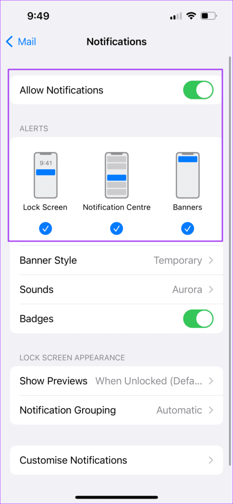 allow-notifications-for-mail-app-settings-iphone-474x1024-1 أفضل 6 حلول لعدم عمل إشعارات تطبيق البريد Mail على iPhone