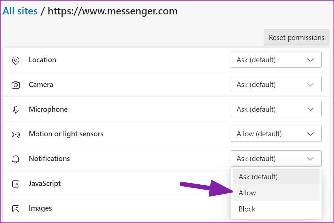 allow-notifications-for-messenger-1157x774 طرق اصلاح عدم عمل Messenger Facebook على سطح المكتب