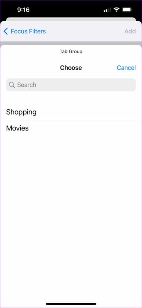 choose-tab-groups-safari-focus-filters-iphone-474x1024-1-474x1024 كيفية استخدام فلاتر التركيز على iPhone