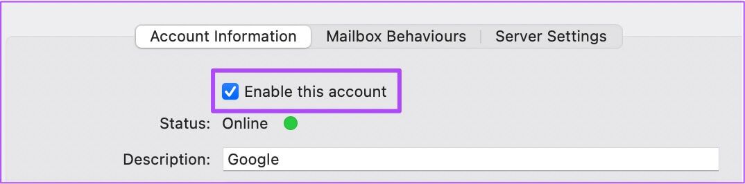 disable-email-account-mail-preferences-mac-1074x266 كيفية إصلاح عدم عمل Apple Mail Search على Mac
