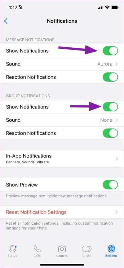 enable-notifications-for-whatsapp-828x1792-e1680279567736 ما سبب عدم ظهور الإشعارات و تأخرها في iPhone ؟