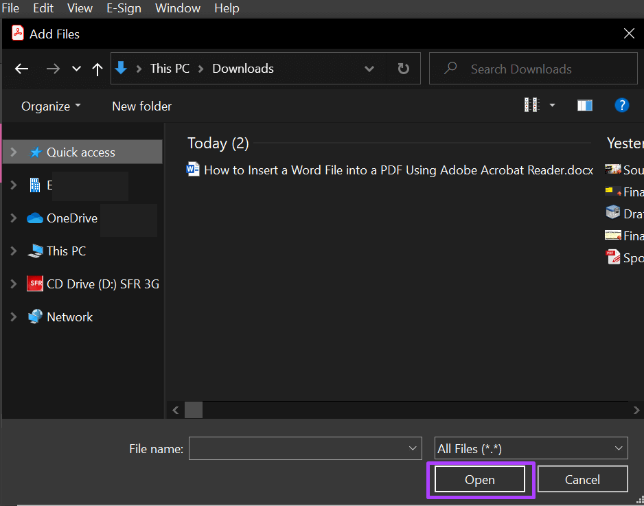how-to-insert-a-word-file-into-a-PDF-using-Adobe-Acrobat-Reader-step-10 كيفية إدراج وادخال ملف Word في ملف PDF باستخدام Adobe Acrobat