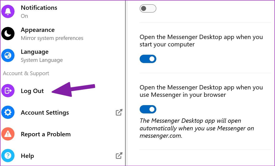 log-out-from-messenger-1152x698 طرق اصلاح عدم عمل Messenger Facebook على سطح المكتب