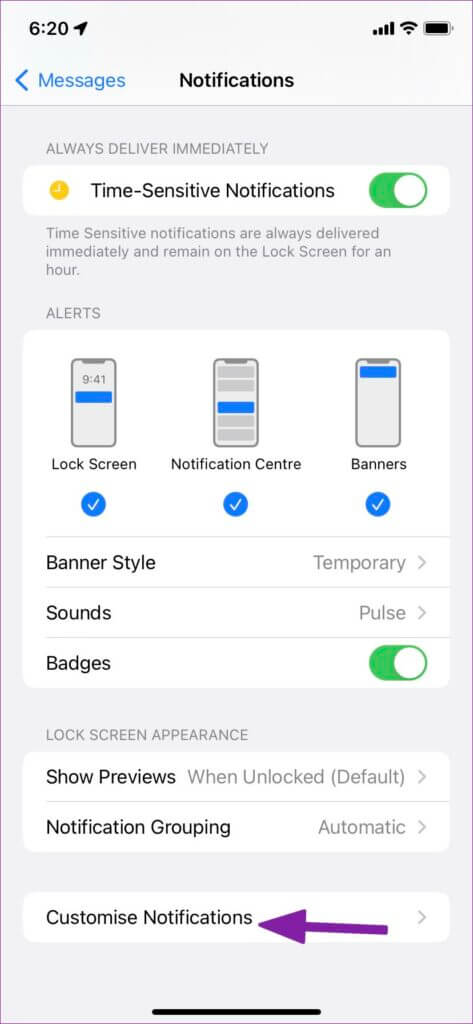 open-customize-notifications-menu-473x1024-1-473x1024 كيفية حظر الرسائل النصية من أرقام غير معروفة على iPhone و Android