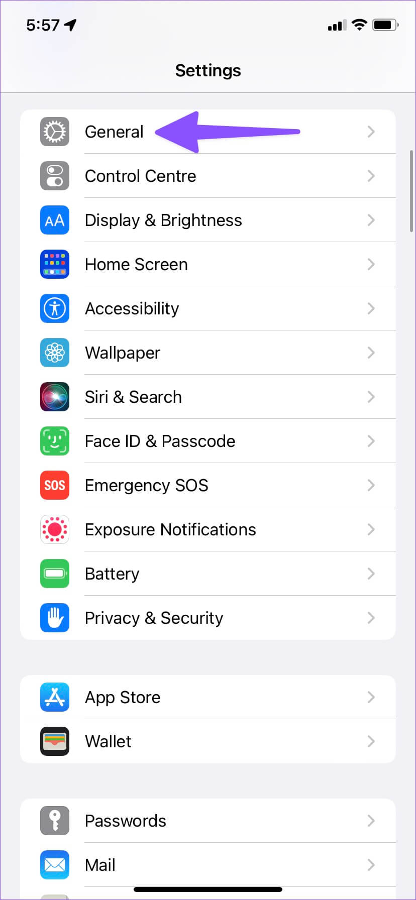 open-general-menu-4-1-828x1792 زر WiFi لا يعمل على Apple iPhone أفضل طرق لإصلاح رمز Wi-Fi باللون رمادي