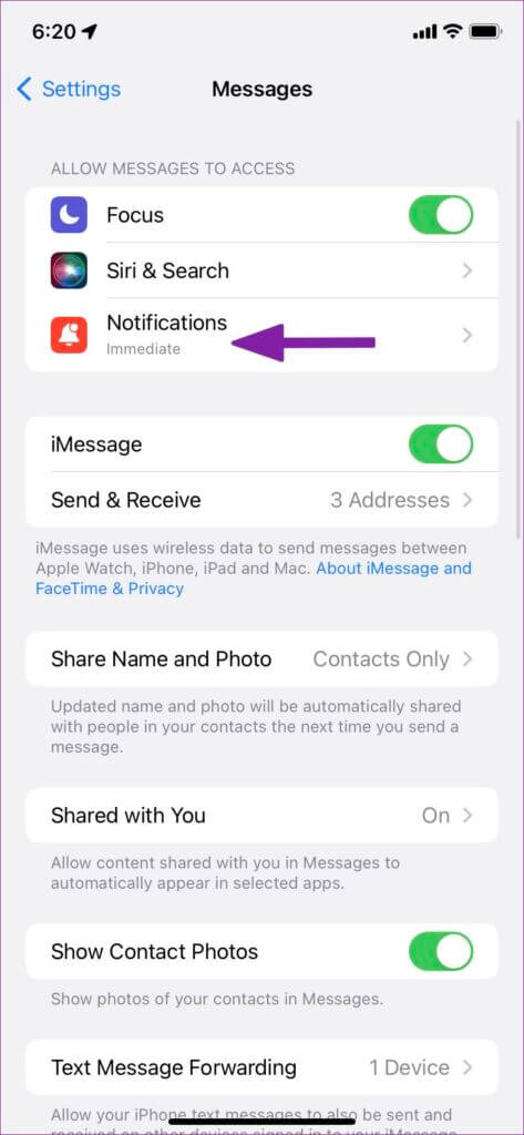 open-messages-notifications-473x1024-1-473x1024 كيفية حظر الرسائل النصية من أرقام غير معروفة على iPhone و Android