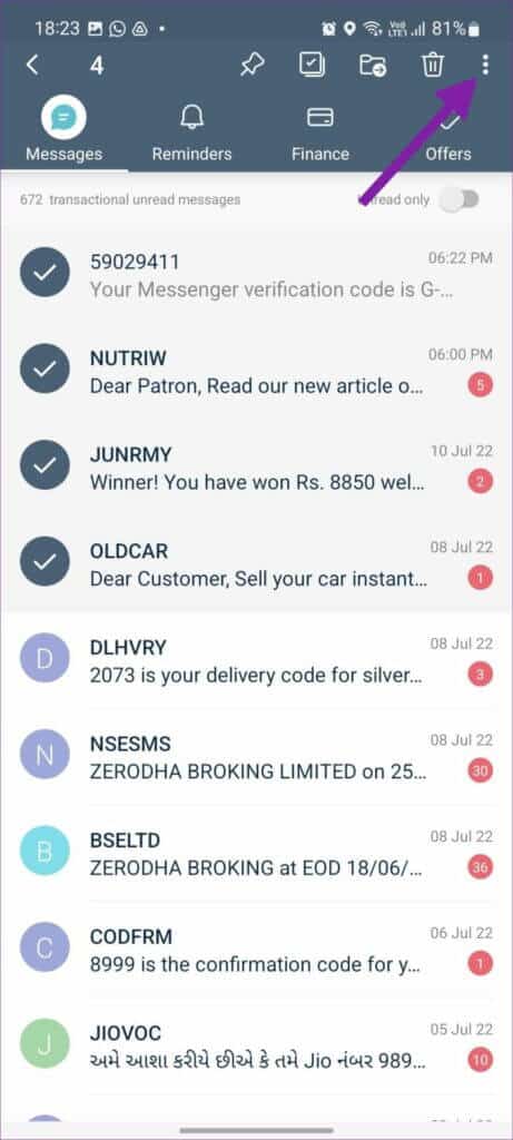 open-more-menu-in-sms-organizer-461x1024-1-461x1024 كيفية حظر الرسائل النصية من أرقام غير معروفة على iPhone و Android