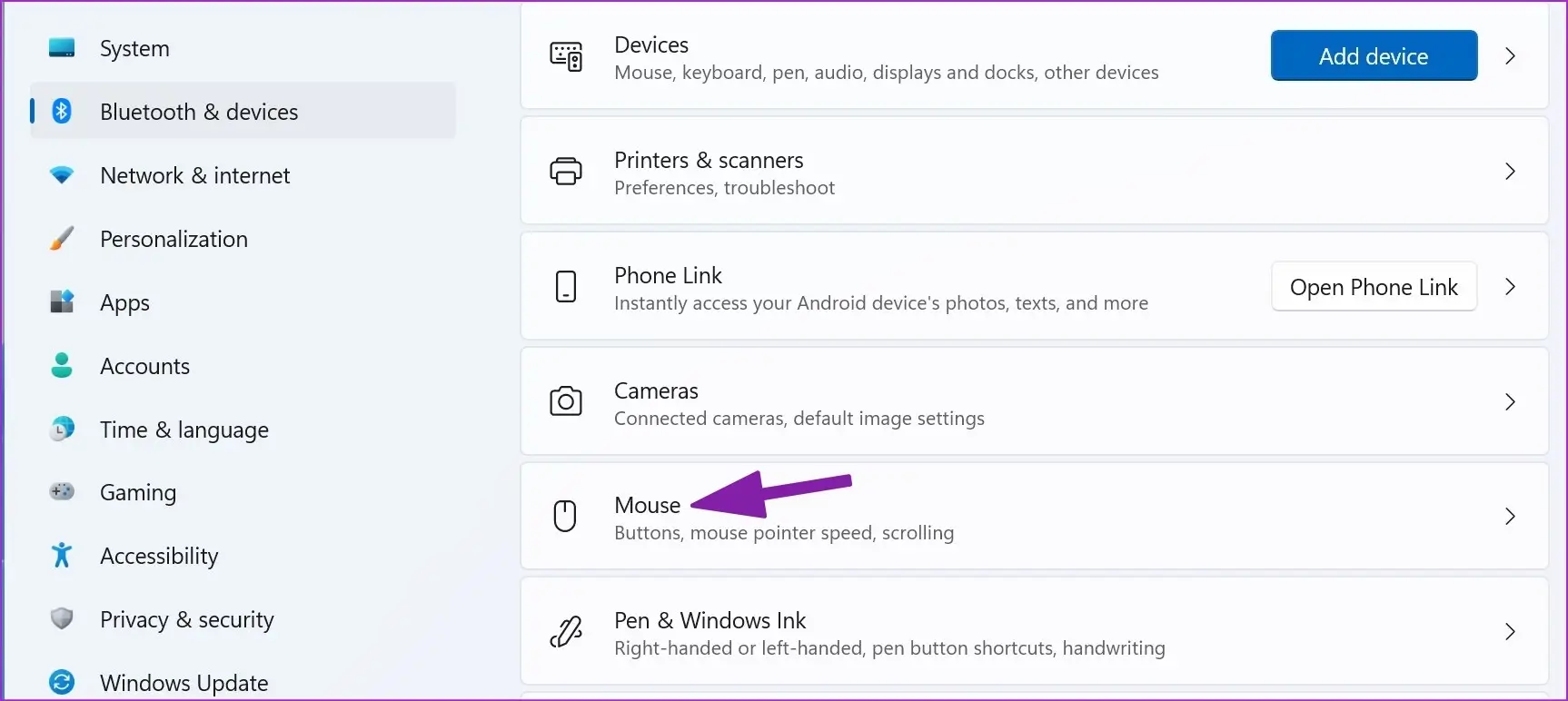 open-mouse-menu-1 أفضل 10 طرق لإصلاح عدم عمل تمرير الماوس على Windows 11