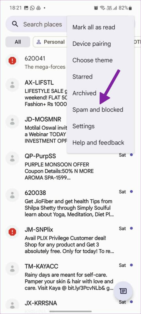 open-spam-and-blocked-menu-in-messages-461x1024-1-461x1024 كيفية حظر الرسائل النصية من أرقام غير معروفة على iPhone و Android