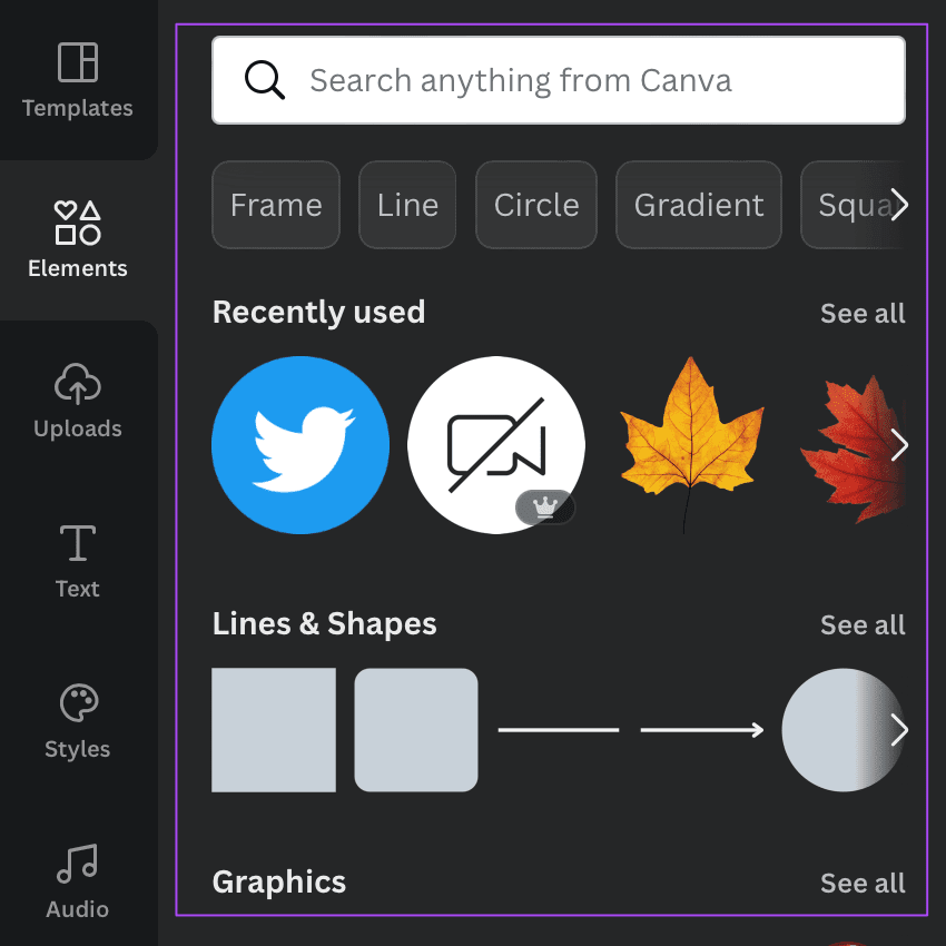 select elements for zoom virtual background design canva - كيفية إنشاء خلفية في اجتماع Zoom باستعمال Canva