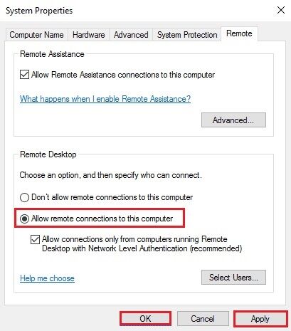 select-the-allow-remote-connections-to-this-comput-409x465 إصلاح أخطاء برنامج الاتصال بسطح المكتب البعيد